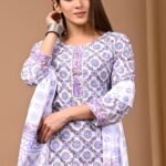 Designer Pure Hand Block Printed Women's Stitched Cotton Suit with Cotton Dupatta & Pant