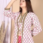 Beautiful Pure Block Printed Crop Top with Palazzo & Shrug Set By My Handicraft India