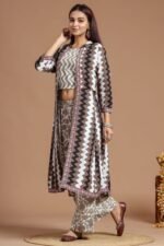 Beautiful Pure Block Printed Crop Top with Palazzo & Shrug Set By My Handicraft India - Image 2