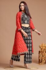 Beautiful Pure Block Printed Crop Top with Palazzo & Shrug Set By My Handicraft India - Image 2