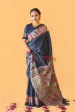 My Handicraft India's Handpainted Madhubani Tussar Silk Saree - Image 5