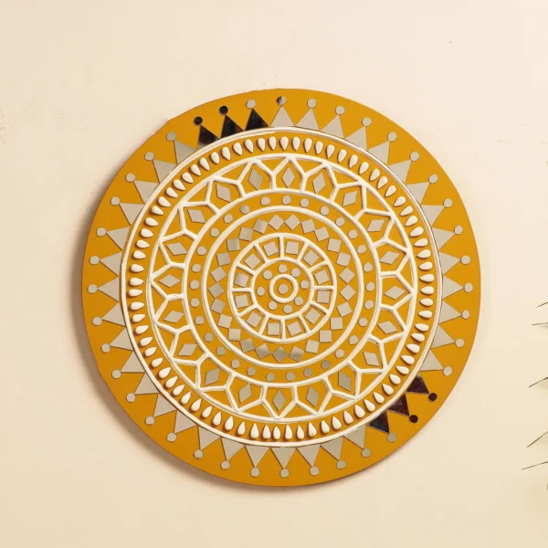 Mirror Work Lipan Art Wall Frame  (14 x 14 in) - Image 1