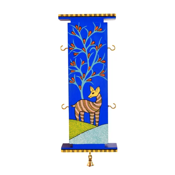 Indigo Deer Delight: Handcrafted Key Hanger for Artful Entryways and Organized Keys - Image 1