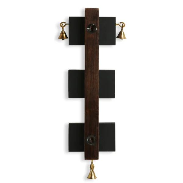 Warli Hand-Painted Key Holder in Teak & Pine Wood (6 Hooks) - Image 5