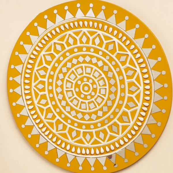 Mirror Work Lipan Art Wall Frame  (14 x 14 in) - Image 3