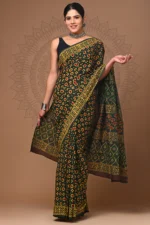 Hand Block Printed Soft & Pure Cotton Saree - Image 4