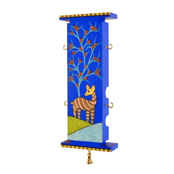 Indigo Deer Delight: Handcrafted Key Hanger for Artful Entryways and Organized Keys - Image 3