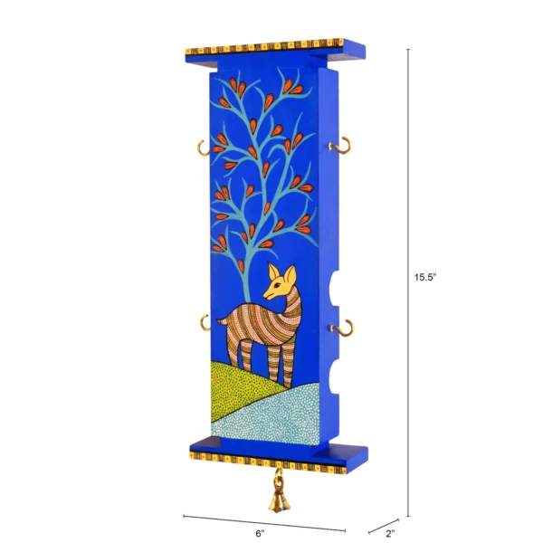Indigo Deer Delight: Handcrafted Key Hanger for Artful Entryways and Organized Keys - Image 2