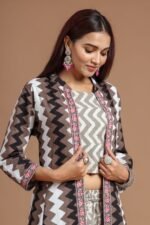 Beautiful Pure Block Printed Crop Top with Palazzo & Shrug Set By My Handicraft India