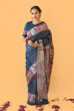 My Handicraft India's Handpainted Madhubani Tussar Silk Saree - Image 4