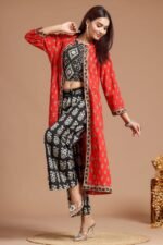 Beautiful Pure Block Printed Crop Top with Palazzo & Shrug Set By My Handicraft India - Image 3