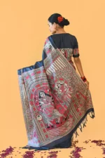 My Handicraft India's Handpainted Madhubani Tussar Silk Saree - Image 7