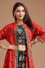 Beautiful Pure Block Printed Crop Top with Palazzo & Shrug Set By My Handicraft India