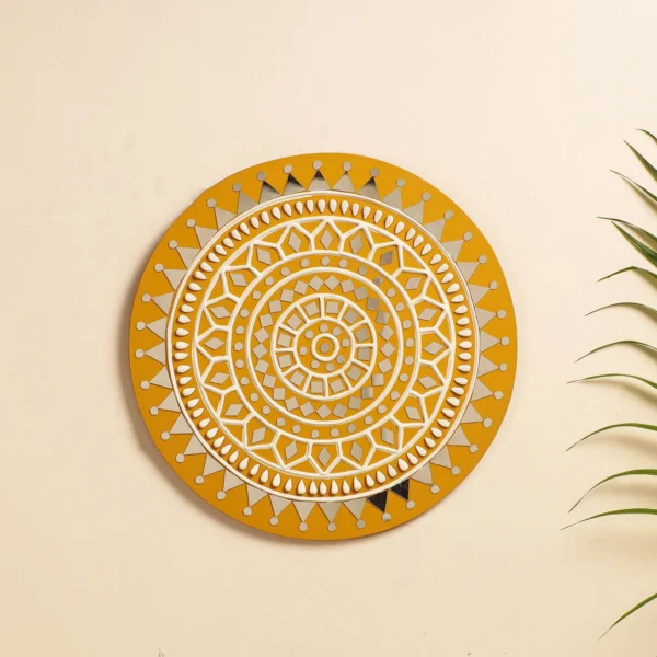 Mirror Work Lipan Art Wall Frame  (14 x 14 in) - Image 2