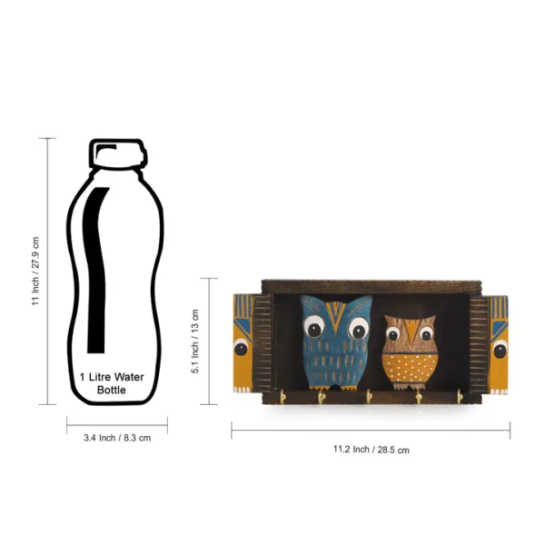 In-key-genius" - Madhu Bani Hand-Painted Key Holder in Sheesham & Teak Wood (6 Hooks) - Image 4