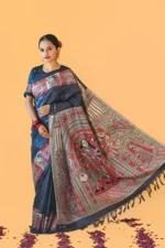 My Handicraft India's Handpainted Madhubani Tussar Silk Saree - Image 8