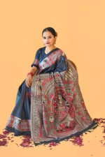 My Handicraft India's Handpainted Madhubani Tussar Silk Saree