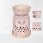 Handcrafted Owl Shape Marble Soapstone Aroma Candle Diffuser Oil Burner \ Tea Light Holder