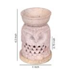 Handcrafted Owl Shape Marble Soapstone Aroma Candle Diffuser Oil Burner \ Tea Light Holder - Image 2