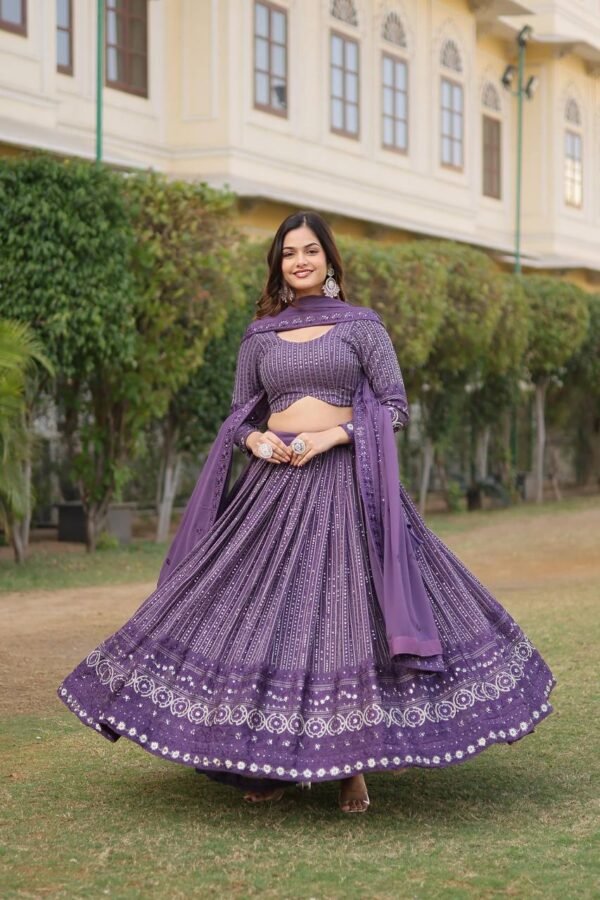 Premium Exquisite Faux Georgette adorned with heavy sequins embroidery Lehenga Choli - Image 3