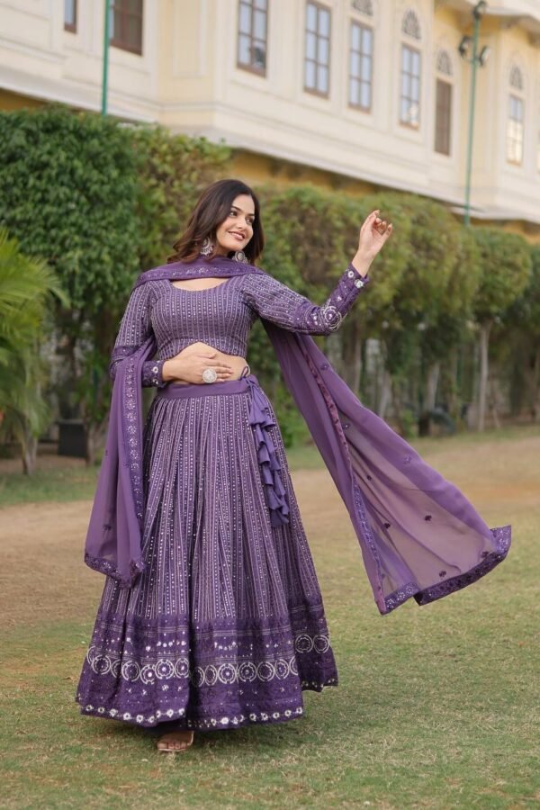 Premium Exquisite Faux Georgette adorned with heavy sequins embroidery Lehenga Choli - Image 9