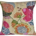 Handmade Kantha Embroidery Square Cushion Cover(16 x 16 inches)