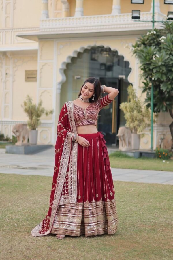 Premium Faux Blooming adorned with heavy sequins and intricate zari embroidery  Lehenga Choli - Image 4