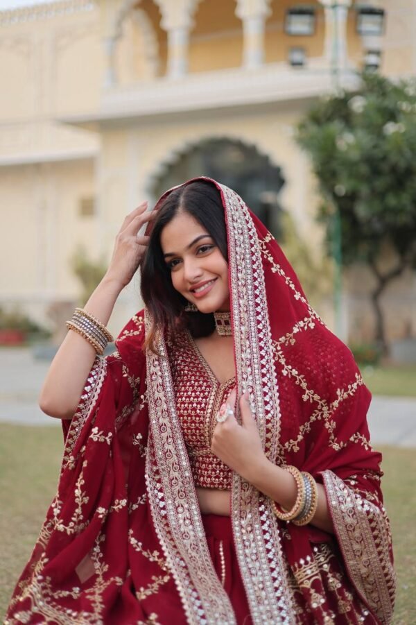 Premium Faux Blooming adorned with heavy sequins and intricate zari embroidery  Lehenga Choli - Image 3