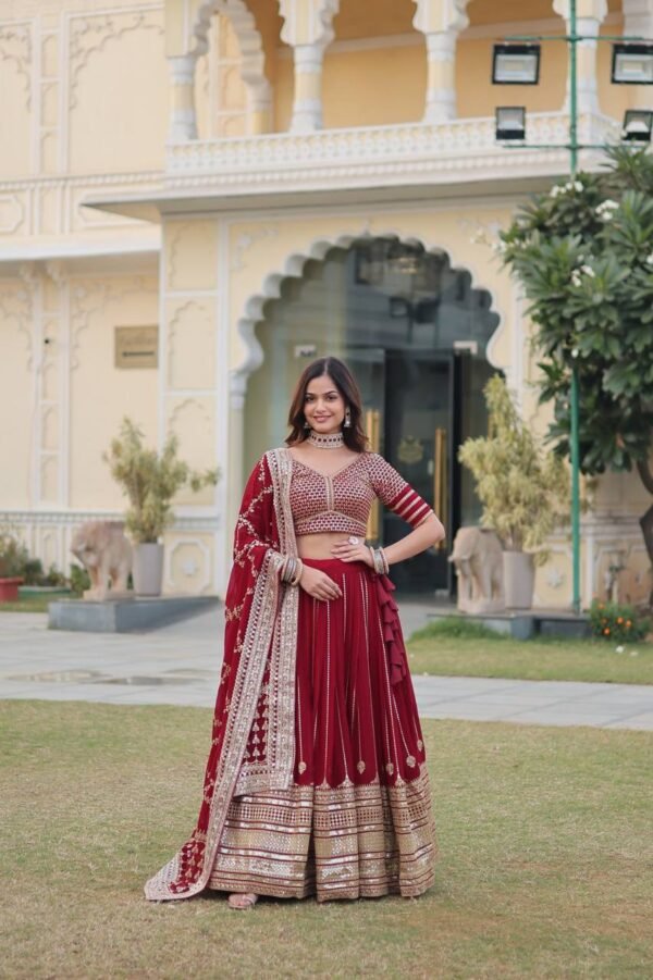Premium Faux Blooming adorned with heavy sequins and intricate zari embroidery  Lehenga Choli - Image 2