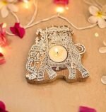 Elephant Wooden Tea Light Candle Holder, Handmade Block T Light Candle Holder for Home Decoration Festive Diwali Decoration