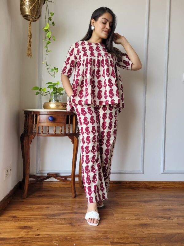 Women Designer New and Trendy Hand Block Printed Co-Ord Set Collection - Image 3