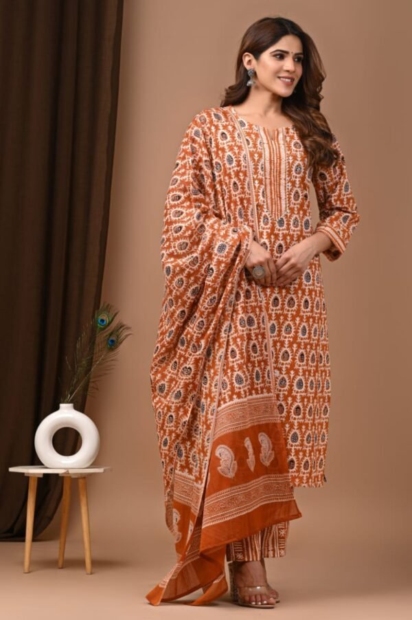 Designer Pure Hand Block Printed 3 Piece Stitched Suits 1