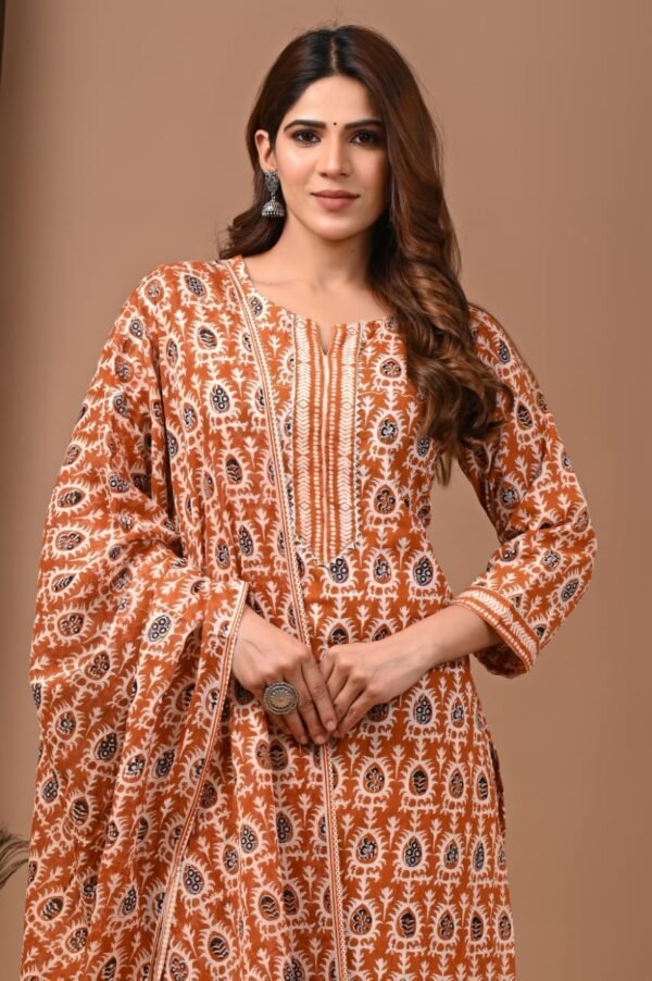 Designer Pure Hand Block Printed 3 Piece Stitched Suits 2