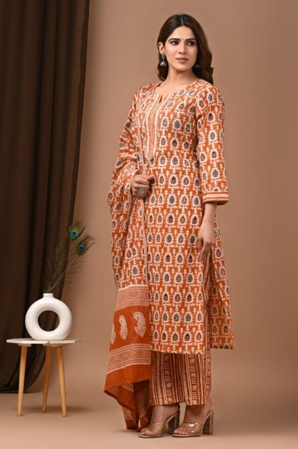 Designer Pure Hand Block Printed 3 Piece Stitched Suits 4