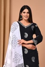 Designer Pure Hand Block Printed Women's Stitched Cotton Suit with Cotton Dupatta & Pant