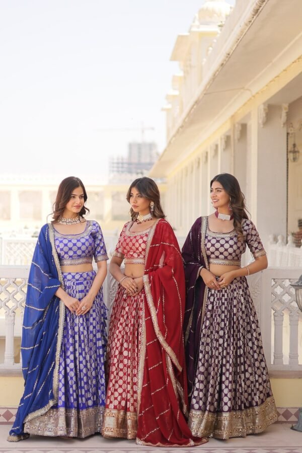 Elegant Designer Pure Viscose Jacquard Lehenga Choli Set - Image 6