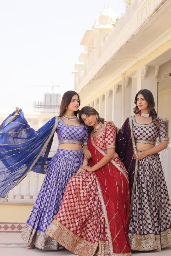 Elegant Designer Pure Viscose Jacquard Lehenga Choli Set - Image 5