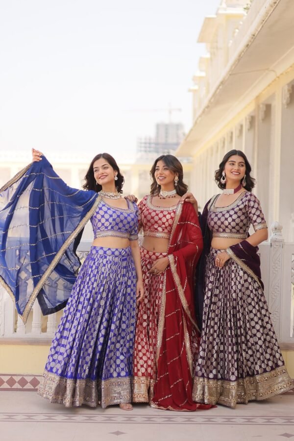 Elegant Designer Pure Viscose Jacquard Lehenga Choli Set - Image 8