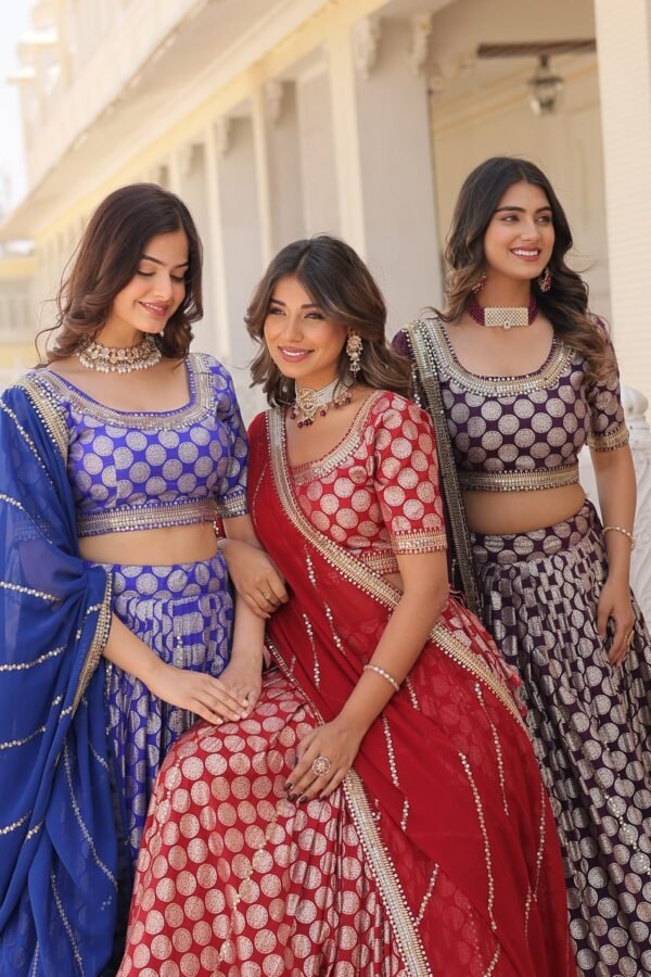 Elegant Designer Pure Viscose Jacquard Lehenga Choli Set - Image 4