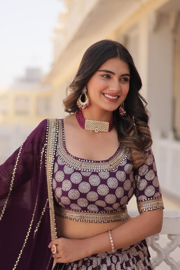 Elegant Designer Pure Viscose Jacquard Lehenga Choli Set - Image 2