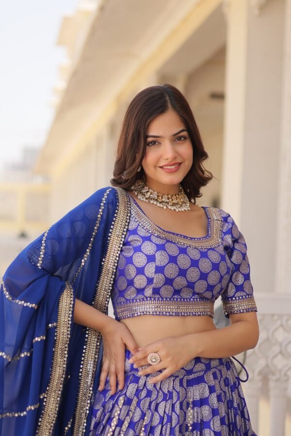 Elegant Designer Pure Viscose Jacquard Lehenga Choli Set myhandicraftindia 66