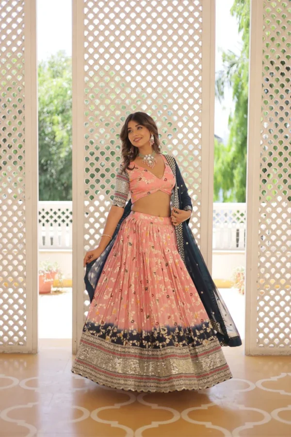 Exquisite Pure Viscose Jacquard Lehenga Choli Set myhandicraftindia 9