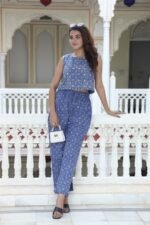 Women Designer New and Trendy Hand Block Printed High Waist Sleeveless Co-Ord Set Collection - Image 5