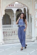 Women Designer New and Trendy Hand Block Printed High Waist Sleeveless Co-Ord Set Collection - Image 4
