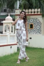 Women Designer New and Trendy Hand Block Printed High Waist  Sleeveless Co-Ord Set Collection - Image 6