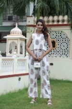 Women Designer New and Trendy Hand Block Printed High Waist  Sleeveless Co-Ord Set Collection - Image 4