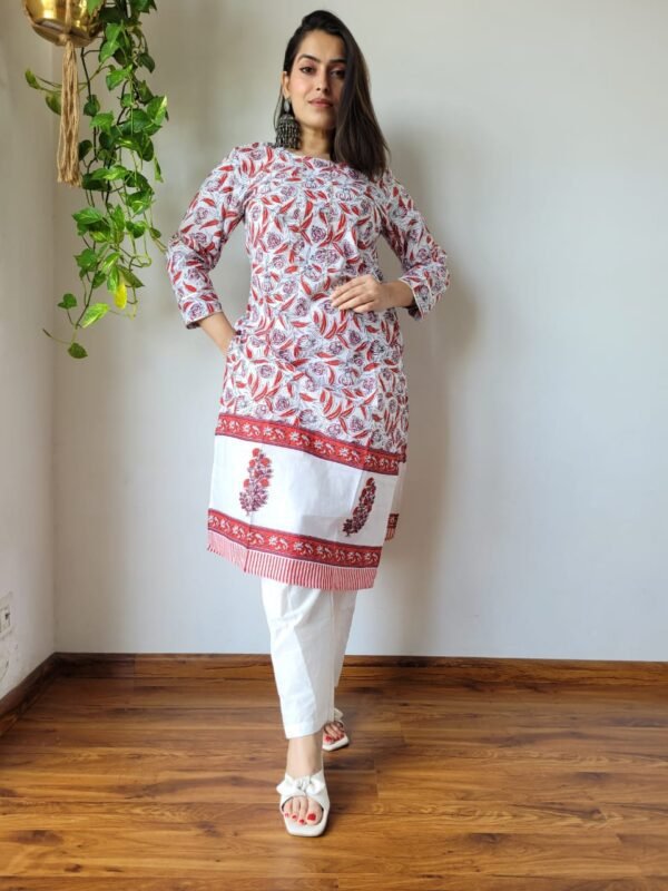 NEW EXCLUSIVE COLLECTION OF HAND BLOCK PRINTED COTTON KURTIS WITH TYI WORK - Image 1