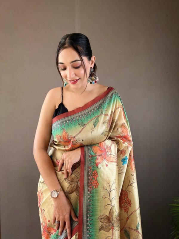 Embrace Timeless Elegance with Our Silk Kalamkari Print Saree - Perfect for All Occasions! - Image 5