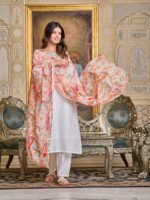 Women Chanderi Kurta with Pant and Digital Print with Heavy Embroidery Dupatta Set  - Image 4