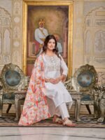 Women Chanderi Kurta with Pant and Digital Print with Heavy Embroidery Dupatta Set  - Image 2